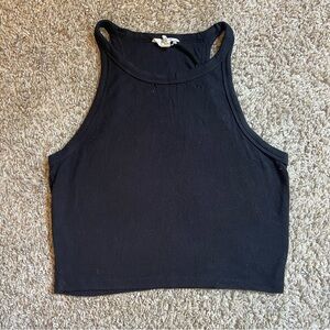 small black high neck cropped tank top